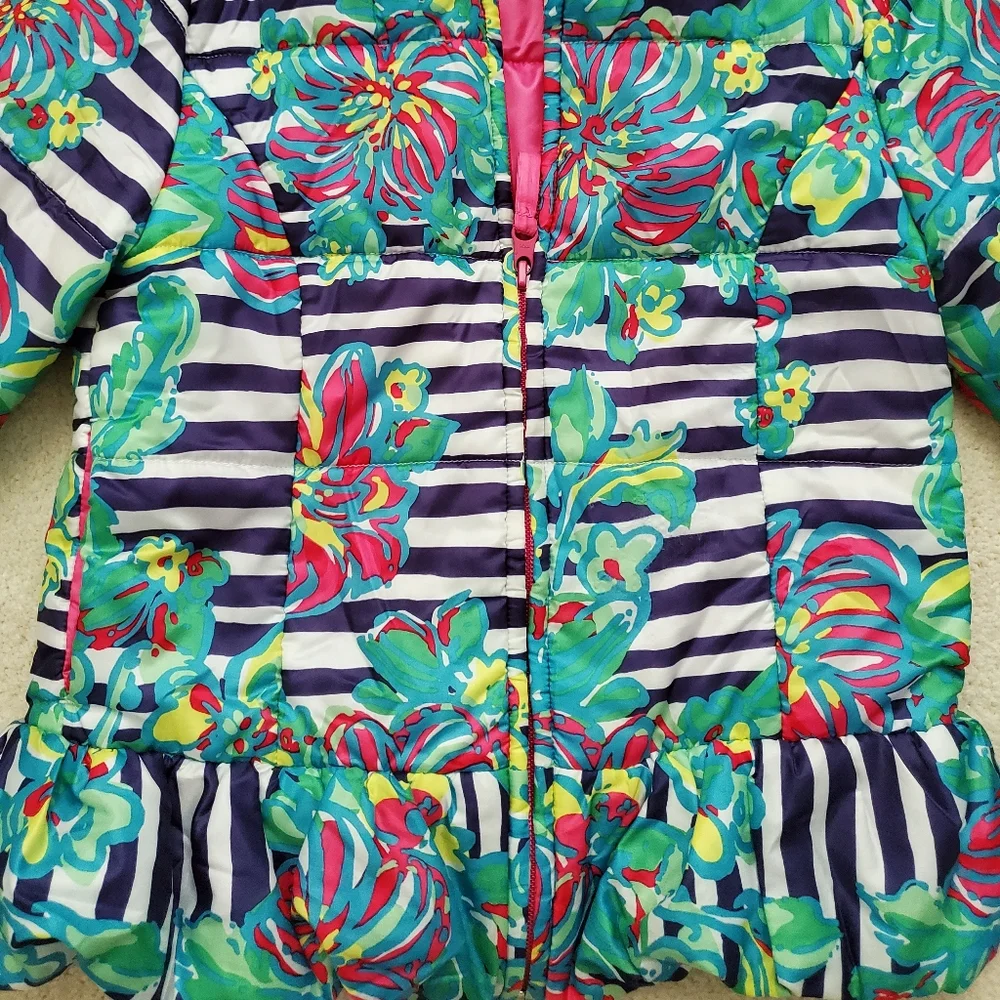 Lilly Pulitzer Mini Kate Puffer Jacket in Paradisio Resort White szXL (12-14)
